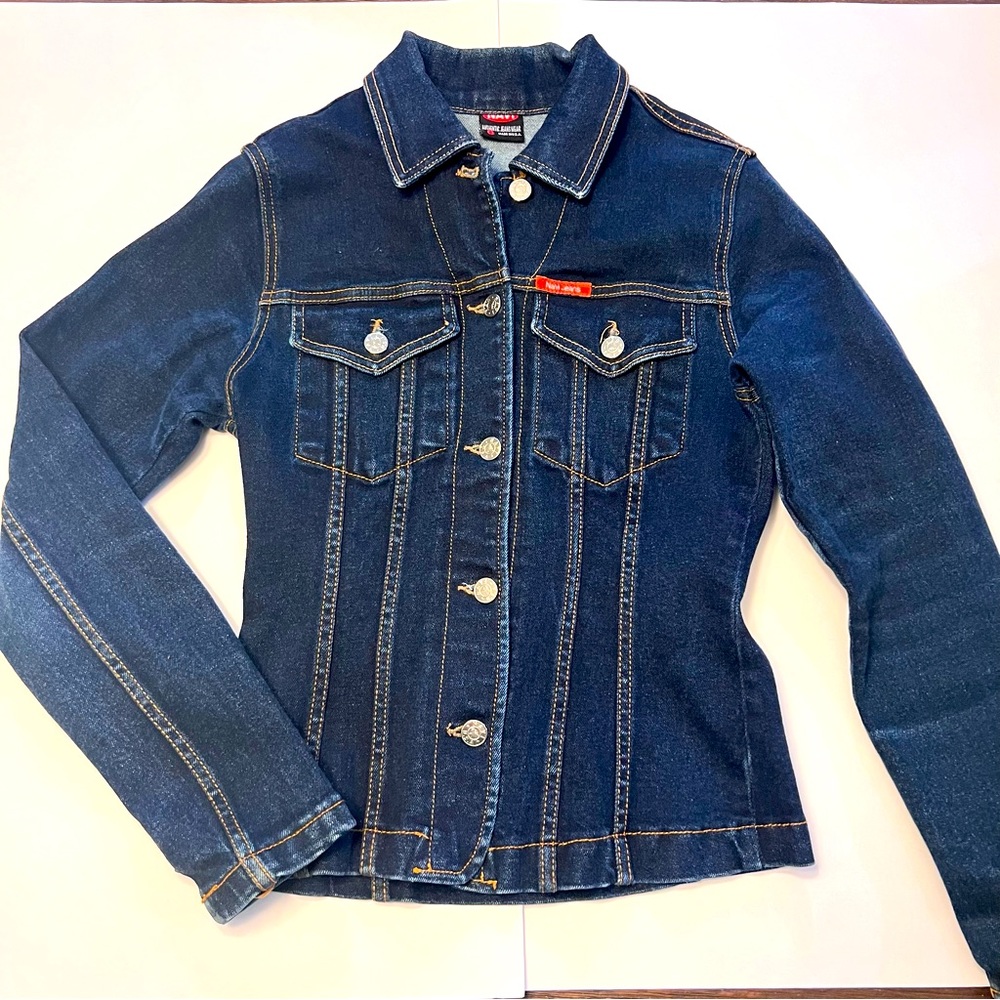 Women's stretch denim jeans Trucker jacket size small, excellent condition!